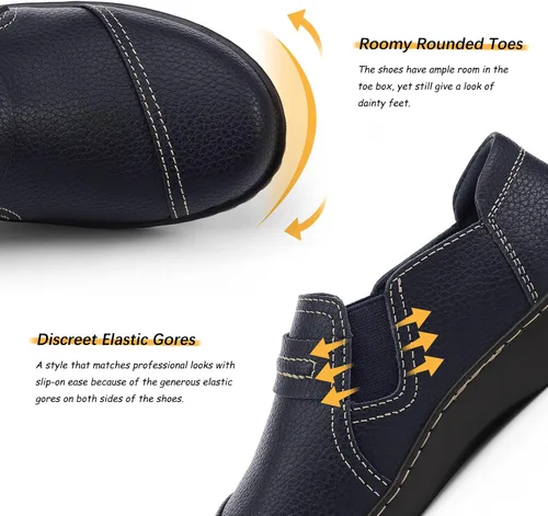 Miniatura 4 de LAZYPOP Mocasines de cuero clásicos y cómodos para mujer, bonitos zapatos de vestir informales, ligeros, para caminar, zapatos planos