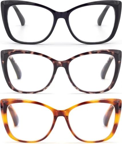 Miniatura 3 de 3-Pack Reading Glasses for Women Style Frame Spring Hinge Clear Lens Readers Glasses