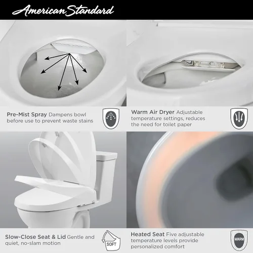Miniatura 8 de American Standard 8018A60GRC-020 Advanced Clean 3.0 SpaLet Asiento eléctrico para bidé, alargado, color blanco