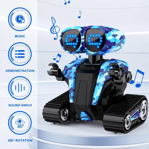 Miniatura 6 de MindPal Juguetes Robot Recargables RC Robots para Niños con Ojos LED Auto-Demostración Baile y Canto Control Remoto Robots Emo para Niños y Niñas
