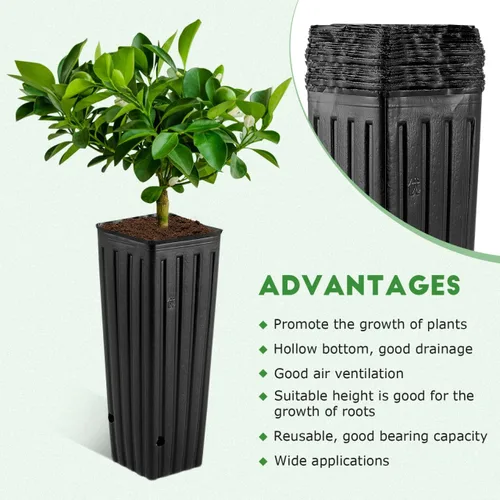Miniatura 2 de Yardwe 50 macetas profundas para árboles, bolsas de cultivo de plástico de 11.2 pulgadas para plantas de semillero de cítricos, recipientes altos