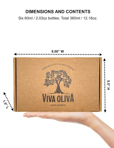 Miniatura 4 de Viva Oliva Set de regalo de seis variedades de 2.0 fl oz (2 onzas), aceites de oliva virgen extra con sabor prémium