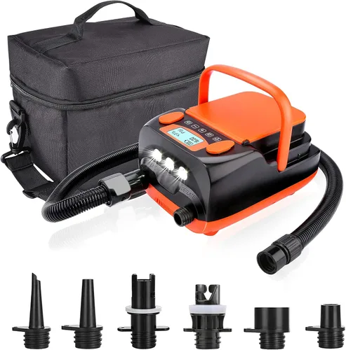 AGPTEK Bomba de aire eléctrica digital 16PSI 12V recargable SUP compresor de bomba de aire eléctrica, inflador/desinflador de aire rápido, bomba de