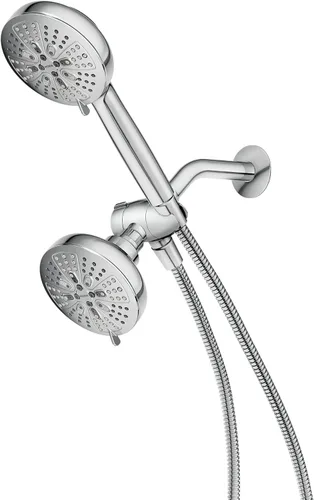 Moen Hydro Energetix - Cabezal de ducha doble de alta presión con combo de rociador de mano, 8 ajustes de rociador de cabezal de ducha, acabado