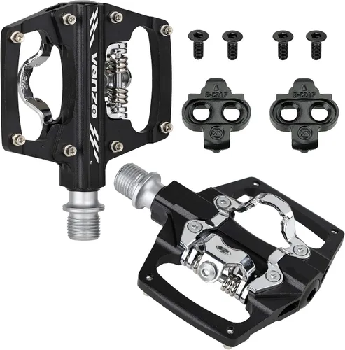 Miniatura 3 de Venzo Pedales sellados sin clip para bicicleta de montaña Shimano SPD - Doble plataforma multiusos - Ideal para turismo, carretera, senderismo