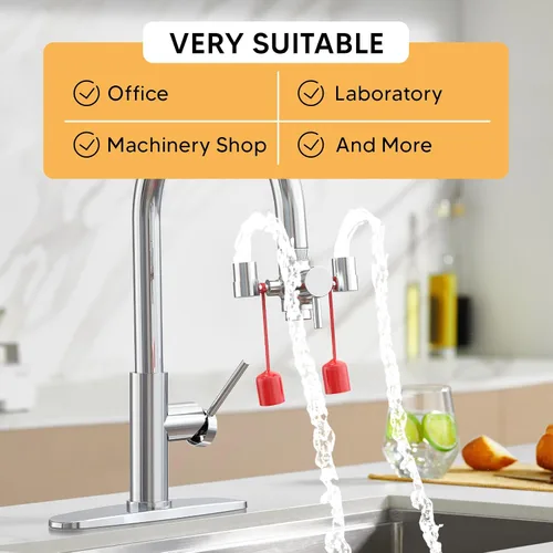 Miniatura 2 de Estación de lavado de ojos montada en grifo con tapa, estación de lavado de ojos de emergencia, kit de accesorio de grifo para laboratorio, fábrica