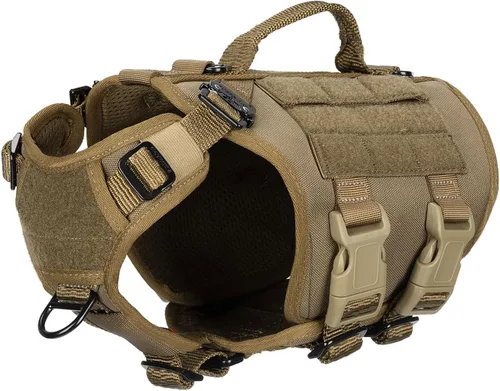Miniatura 22 de ICEFANG - Arnés táctico para perro con 6 hebillas, chaleco con sistema molle con asa para perro, 3/4 del cuerpo, panel con velcro para parche