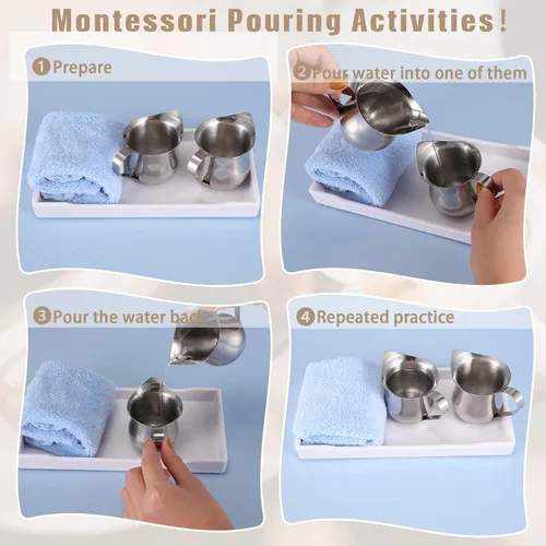 Miniatura 4 de Honeydak - 4 jarras de crema de 3 onzas pequeñas de acero inoxidable, dispensador de crema, mini jarra con mango para café, leche, salsas, ensalada