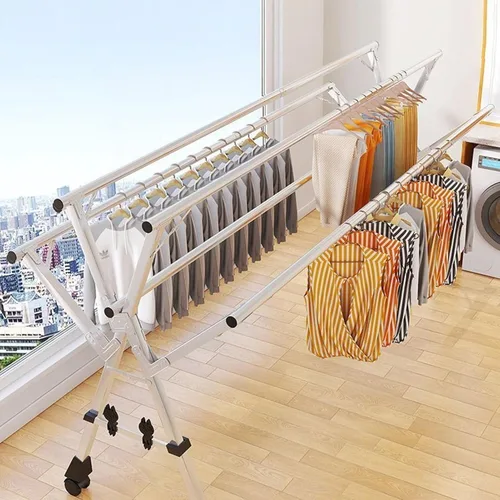 Miniatura 7 de Clothes Drying Rack - 5-Rod Heavy Duty Stainless Steel Retractable & Foldable Laundry Dryer, Portable Outdoor Indoor Drying Rack for Clothes with