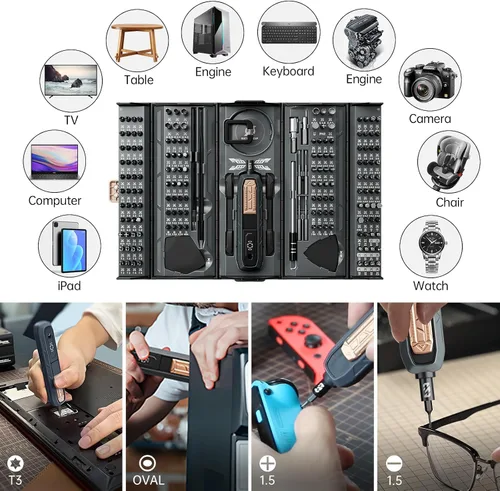 Miniatura 4 de Mini destornillador eléctrico, JAKEMY destornillador de potencia de par ajustable de doble modo, destornillador de precisión magnético inalámbrico