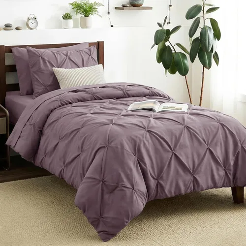 Miniatura 19 de CozyLux - Juego de ropa de cama con pliegues plisados de 7 piezas en una bolsa; edredón tamaño King para todas las estaciones, sábanas, fundas