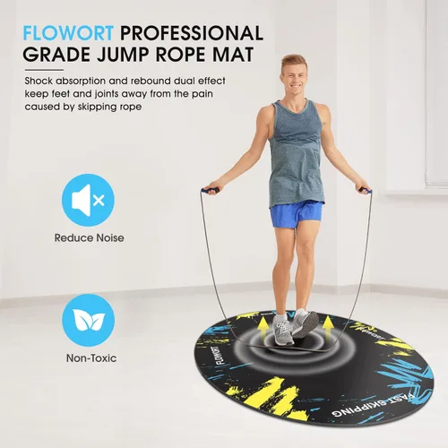Miniatura 2 de Cheete Tapete para Saltar la Cuerda Tapete Grande de Goma para Ejercicio Interior Exterior Tapete Absorbente de Impactos Antideslizante Diseño Azul