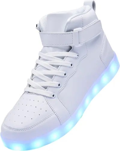 Zapatos con luz LED para niños, tenis de caña alta para niños y niñas, zapatos de baile de hip-hop para Halloween, fiesta de Navidad con carga USB