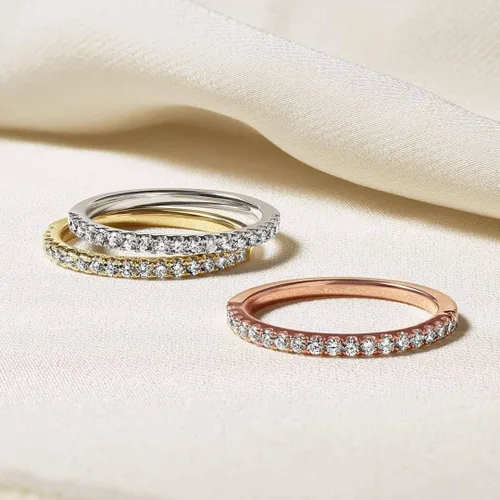 Miniatura 3 de EAMTI anillo de compromiso chapado en oro blanco de 14quilates, 564 de pulgada, con circonita, anillo de compromiso apilable, tamaños 3-13