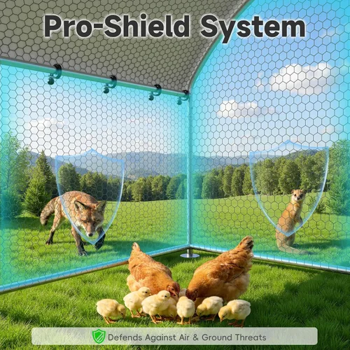 Miniatura 4 de Gallinero grande de metal para pollos con percha para posarse, gallinero de entrada para aves de corral, casa para patos, corral para pollos