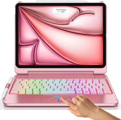 Miniatura 10 de FUWANG Touch para iPad Air de 11 pulgadas y Air de 5ª y 4ª generación con funda y teclado - Solo compatible con teclado retroiluminado de 180 grados