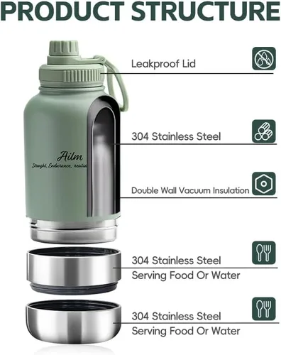 Miniatura 2 de Comedero para mascotas de viaje, dispensador de botellas de agua y alimentos 3 en 1 (salvia)