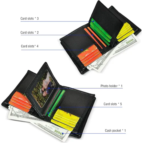 Miniatura 5 de Handadsume Genuino caballo loco cuero viaje regalo moneda bolsillo tarjeta caso largo organizador cadena Rfid monedero con broche para hombres