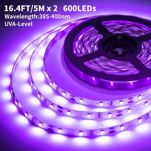 Miniatura 4 de Juego de tiras de luces LED negras mejoradas de 33 pies/10M con control remoto, 600 LEDs, lámpara de 12V autoadhesiva y ajustable, para fiestas