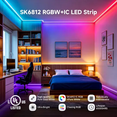 Miniatura 6 de BTF-LIGHTING RGBW RGB+Blanco Frío SK6812 (Similar WS2812B) 4 Colores en 1 Tira LED, Direccionable Individual, 16.4 pies, 60 píxel/m, 300LED Luz