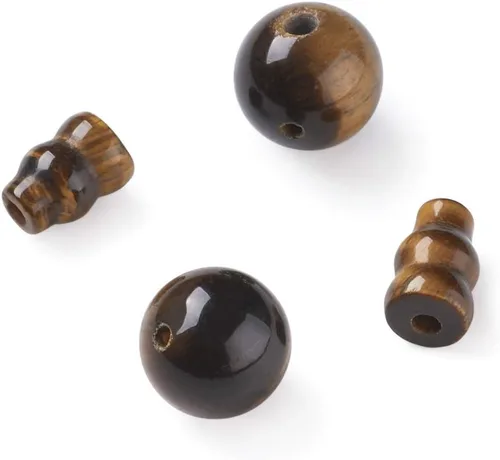 Miniatura 7 de KISSITTY Juego de 2 cuentas naturales de ojo de tigre de 3 agujeros, cuentas budistas de gurú para pulsera Mala, fabricación de joyas de yoga