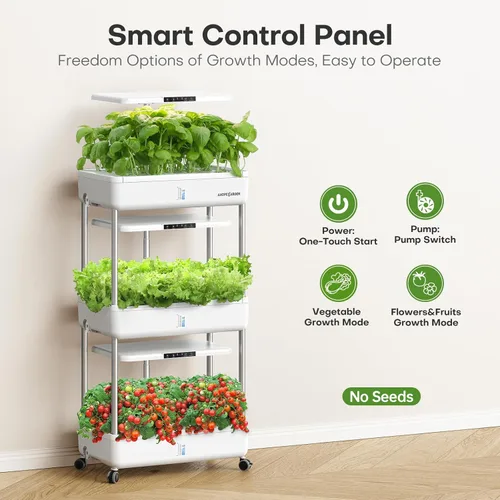 Miniatura 3 de Kit de Sistema de Cultivo Hidropónico de Jardín Interior Ahopegarden: Kit de Germinación de Plantas de Hierbas con 66 Vainas, Luz de Crecimiento