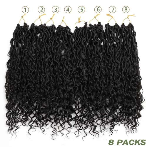 Miniatura 3 de LMZIM Cabello de ganchillo Goddess Locs de 14 pulgadas, 8 paquetes de Faux Locs trenzas de ganchillo para mujeres negras, cabello de ganchillo #2