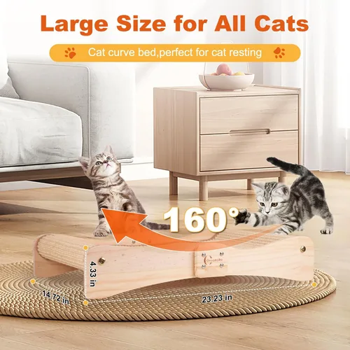 Miniatura 2 de Cama rascador de sisal para gatos, poste rascador extra grande para gatos con cama de escalada, tabla de rascar de madera con almohadilla de sisal