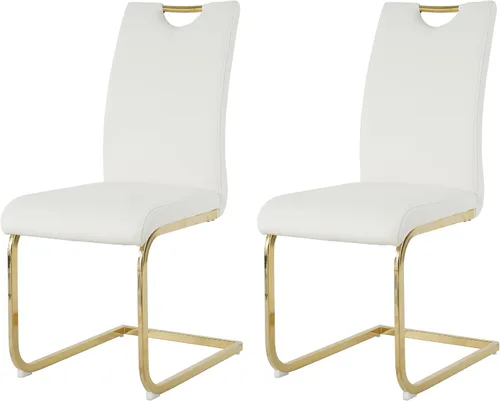 Miniatura 18 de Juego de 2 sillas de comedor, modernas sillas de cocina con respaldo alto con patas de metal y asiento acolchado de piel sintética, sillas de Negro