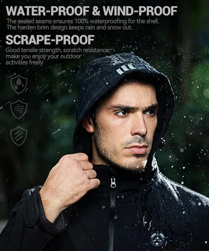 Miniatura 3 de Men's Heated Jacket with Detachable Hood, Waterproof Winter Outdoor Heating Jackets for Men (Battery Pack Included)