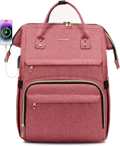 Miniatura 25 de LOVEVOOK Mochila para laptop para mujer con bolsillo gigante para vasos, mochila de viaje impermeable de 15.6 pulgadas, bolsa de computadora