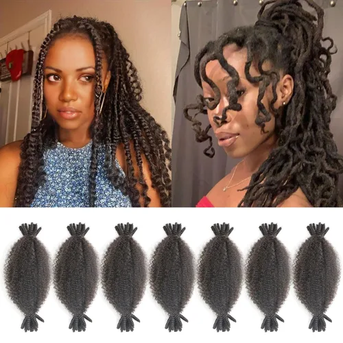 Miniatura 6 de 3 paquetes de cabello trenzado Marley Twist de 8 pulgadas, cabello afro twist elástico preseparado para rastas suaves de imitación, cabello