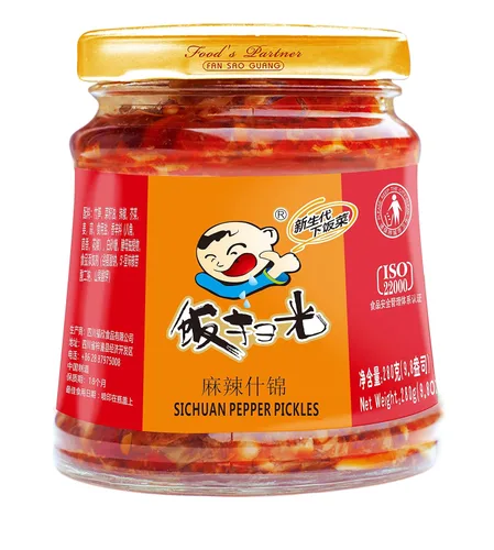 Fan Sao Guang Pimienta pepinillo salsa de chile picante Aceite de cocina Sichuan Sabor Chili Crisp Picante Delicioso Perfecto para todo (9.8 onzas)