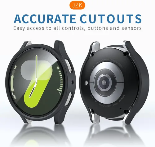 Miniatura 2 de JZK Juego de 6+6 fundas para Samsung Galaxy Watch 6 de 40 mm, protector de pantalla de PC duro impermeable + parachoques delgado de vidrio templado