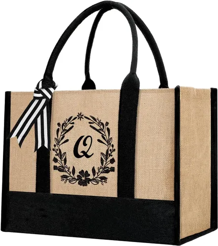 Miniatura 50 de Bolsa de mano personalizada de yute para mujeres, regalos para el día de la madre, regalo de Navidad de cumpleaños para mujeres y amigas