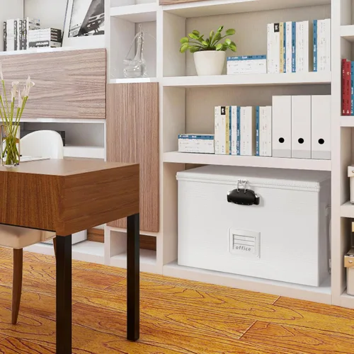 Miniatura 4 de ROSONG Caja de Documentos Ignífuga Organizador de Archivos - Caja de Almacenamiento Portátil Impermeable con Cerradura y Asa para Colgar Carpetas