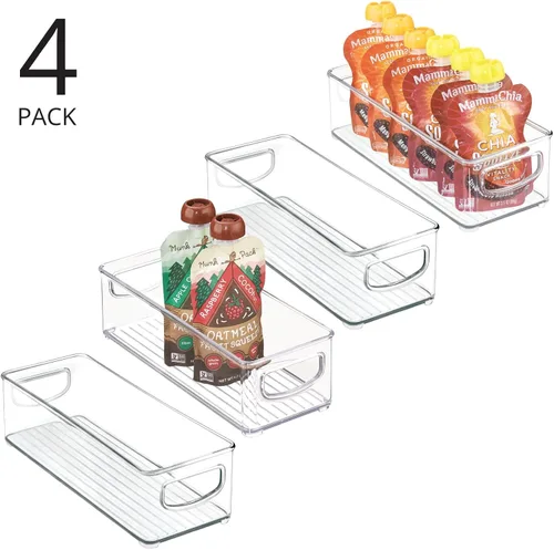 Miniatura 2 de mDesign Contenedor organizador pequeño de plástico apilable para cocina, despensa, gabinete, refrigerador, congelador, contenedores