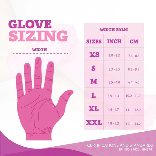 Miniatura 7 de London Labs 4 mil guantes de nitrilo rosa fucsia, desechables, sin látex y sin polvo, resistentes a productos químicos, guantes de goma rosa