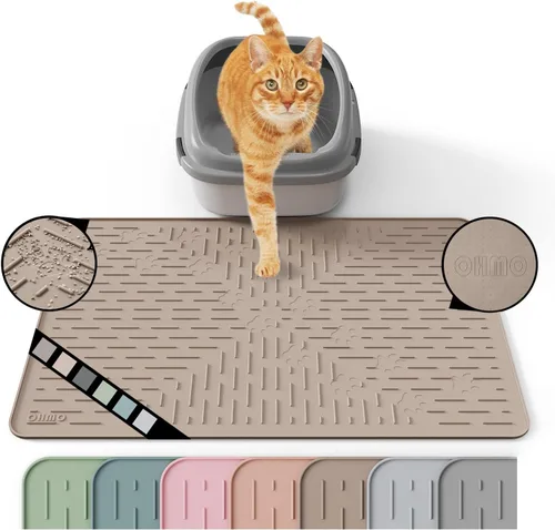 Miniatura 12 de OHMO Alfombrilla Grande para Arena de Gatos Alfombrilla de Captura Premium Goma de Silicona 31.5 x 23.6 pulgadas Gris Ceniza, Alfombrilla para Caja