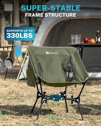 Miniatura 5 de Gonex Silla de Camping Portátil, Silla Plegable Ultraligera Compacta de Mochilero de 5ª Generación Ligera Plegable para Campamento al Aire Libre
