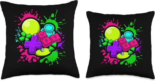 Miniatura 3 de Video Game Console Controllers Retro 80's 90's Arcade Gamer Throw Pillow