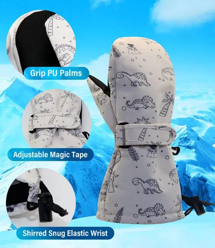 Miniatura 4 de Duoyeree Guantes impermeables para niños con forro polar para niños y niñas invierno nieve y esquí gruesos aislados para clima frío