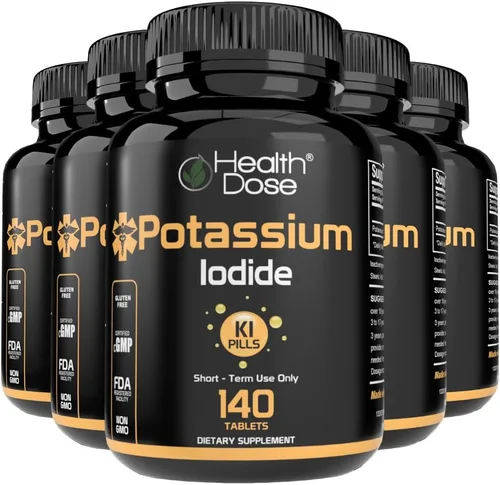 Miniatura 10 de Health Dose Tabletas de potasio + yoduro (KI) – 130 mg 140 tabletas – para apoyo tiroideo, metabolismo celular y equilibrio electrolítico – Sin OMG