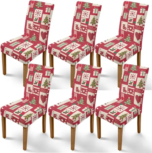 Miniatura 58 de Rnyleeg Fundas de silla de Navidad para sala de estar, diseño de muñeco de nieve azul, estampado de pájaros, fundas para sillas de comedor, 1