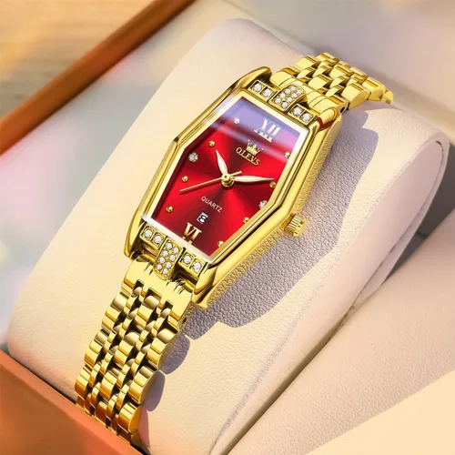 Miniatura 2 de OLEVS Reloj para mujer de acero inoxidable dorado, vestido de moda, analógico, de cuarzo, luminoso, impermeable, reloj Wrsit para mujer
