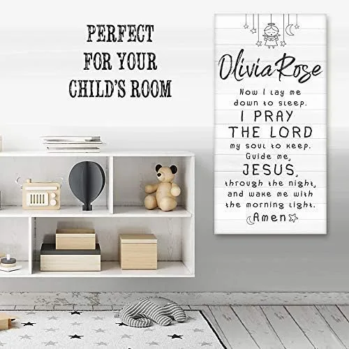 Miniatura 3 de I Pray The Lord Jesus Personalized Print - Custom Name Sign for Baby Shower and Nursery Room Print, Boho Themed Baby Room Sleep Display Gift, Wood
