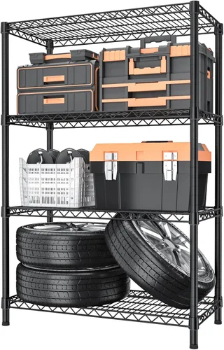 Miniatura 23 de Golpart Estantes de almacenamiento ajustables de 3 niveles, estante de metal resistente, estantería de alambre, estante organizador para el hogar