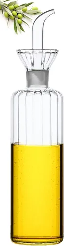 Botella dispensadora de aceite de oliva sin goteo de 16 oz/16.2 fl oz, jarra de jarra de aceite de vidrio 100% para aceite de cocina y vinagre para