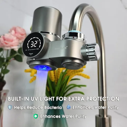 Miniatura 3 de Combo EUROLIFE - Filtro de agua para montaje en grifo EL-LS-A13, filtro de agua LED para fregadero con luz UV e indicador de vida del filtro