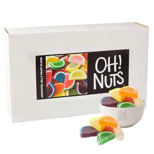 Oh! Nuts Jelly Fruit Slices - Caramelos grandes surtidos de azúcar, bolsa a granel de 5 libras | Confitería tradicional de gomitas masticables